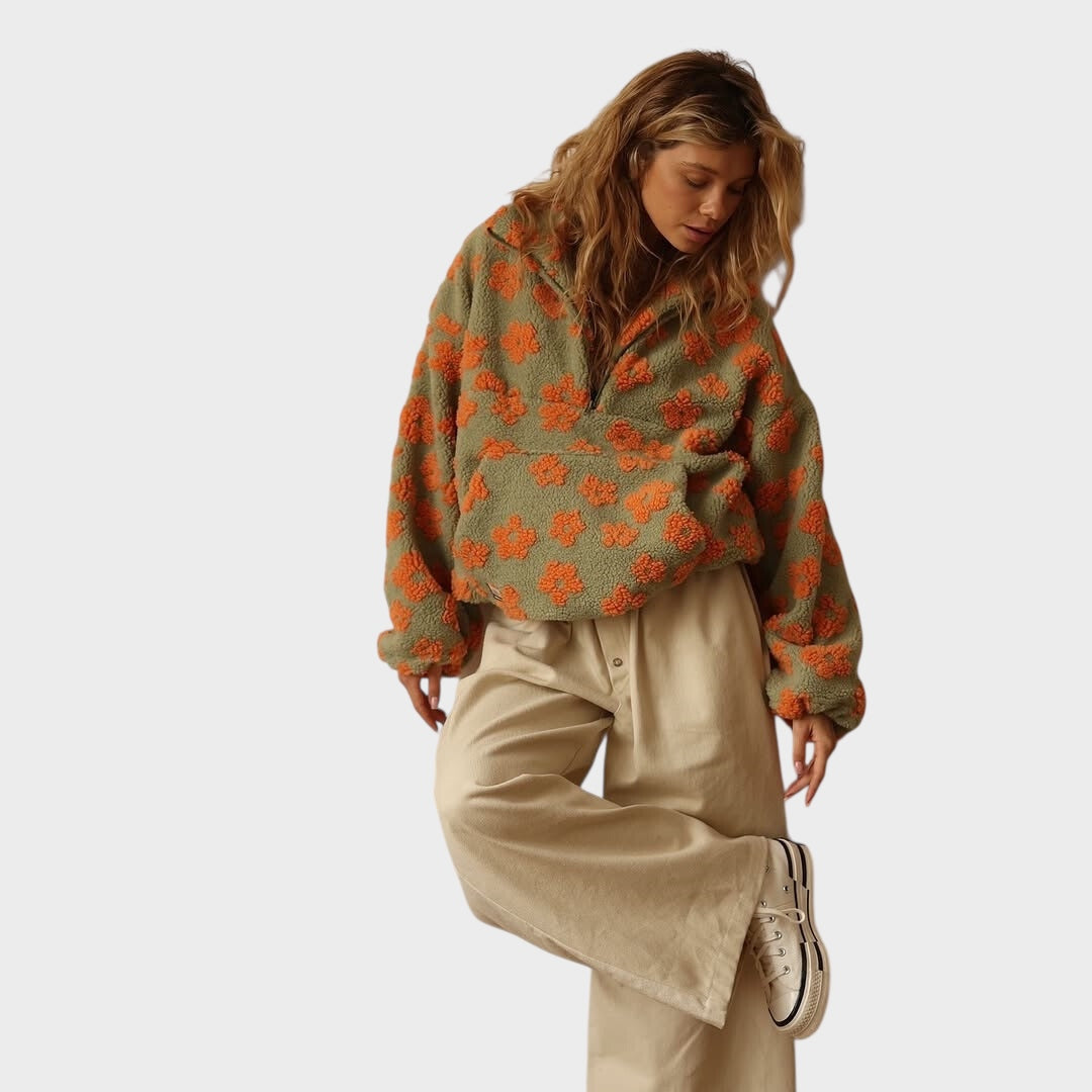 Daisy - Fleece svetr s květinovým vzorem