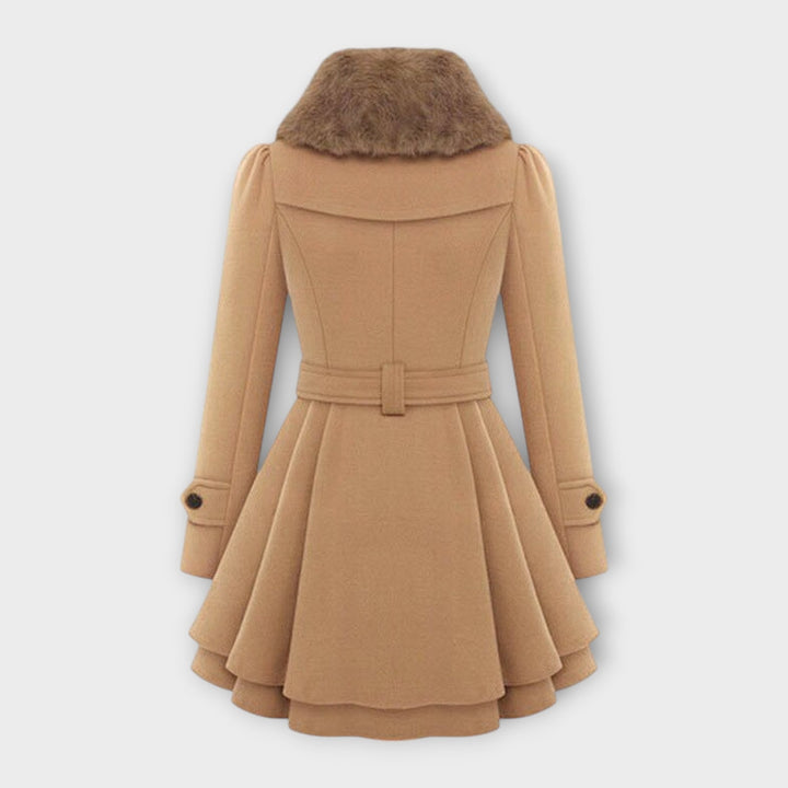 Emma - Elegantní kabát s umělým vlněným límcem