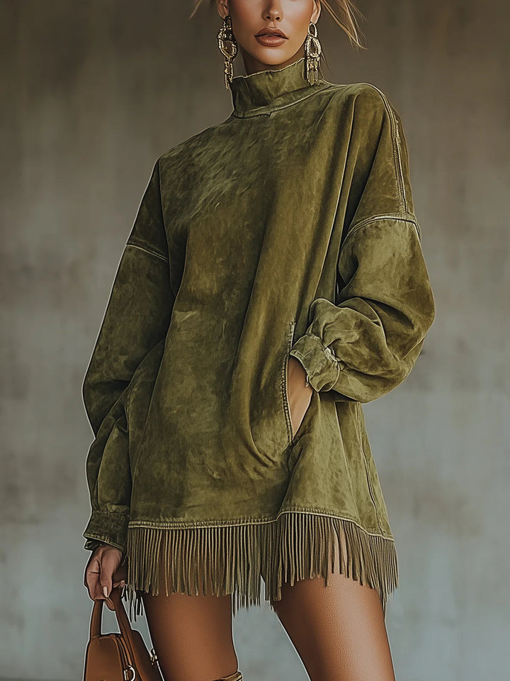 Sheri | comfortable semišové šaty s třásněmi
