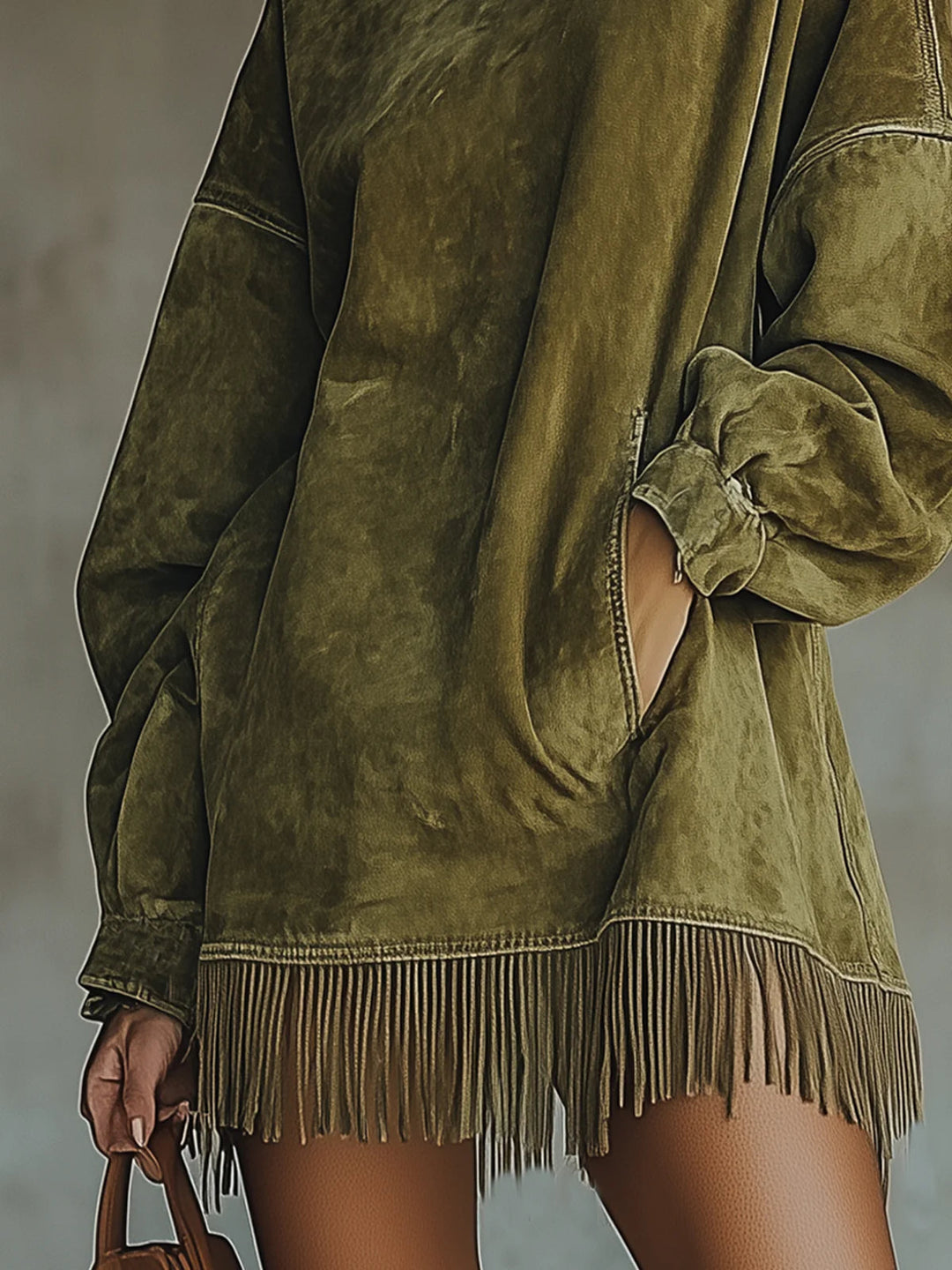 Sheri | comfortable semišové šaty s třásněmi