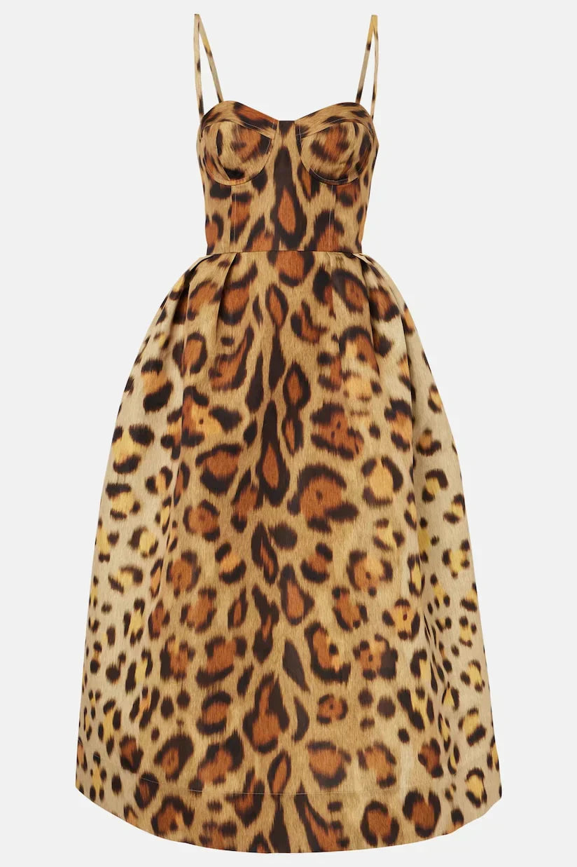 Tiana Midi Šaty s Leopardím Vzorem