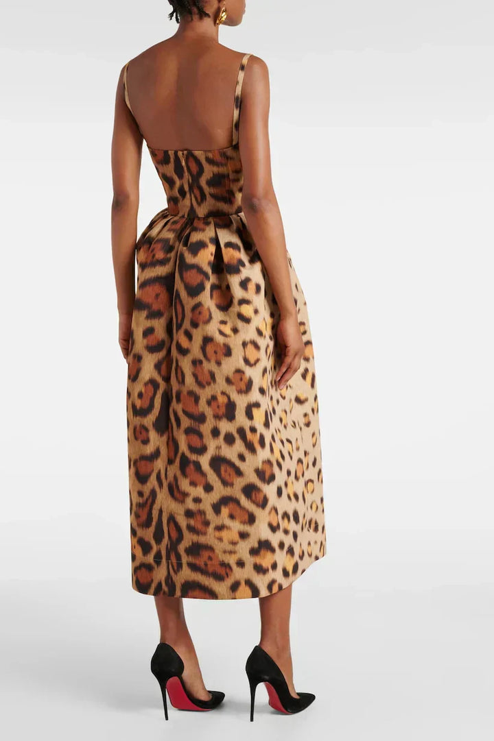 Tiana Midi Šaty s Leopardím Vzorem