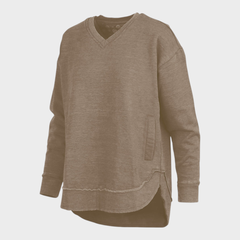 Malia | Východní hala Melange V-krku pončo s kapsami z fleece