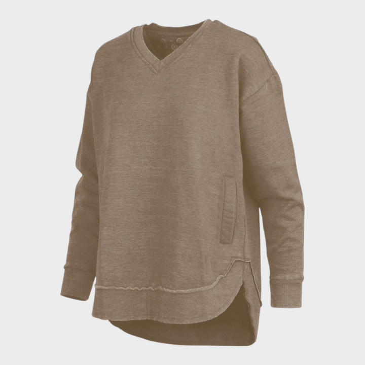 Malia | Východní hala Melange V-krku pončo s kapsami z fleece