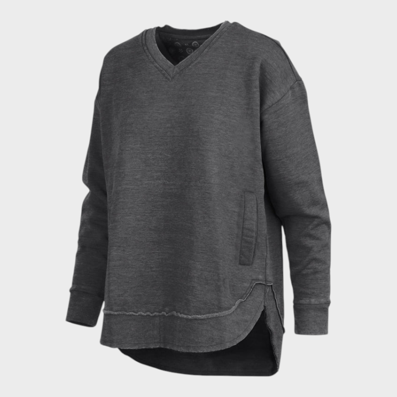 Malia | Východní hala Melange V-krku pončo s kapsami z fleece