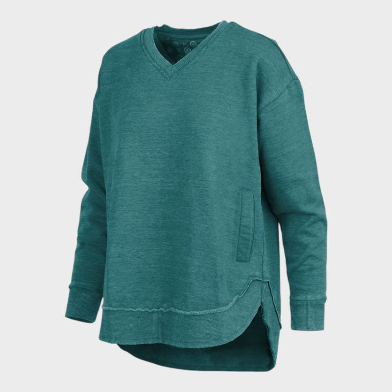 Malia | Východní hala Melange V-krku pončo s kapsami z fleece