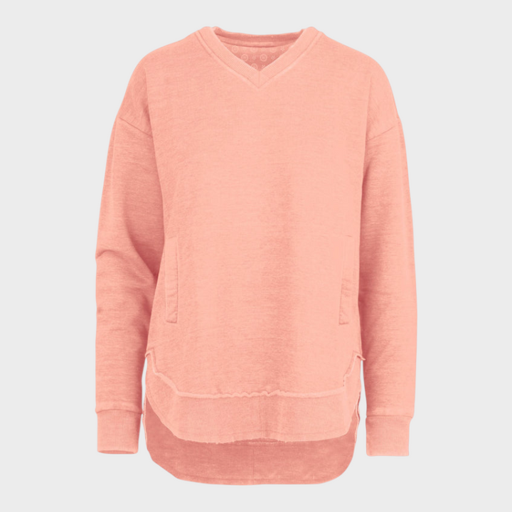 Malia | Východní hala Melange V-krku pončo s kapsami z fleece