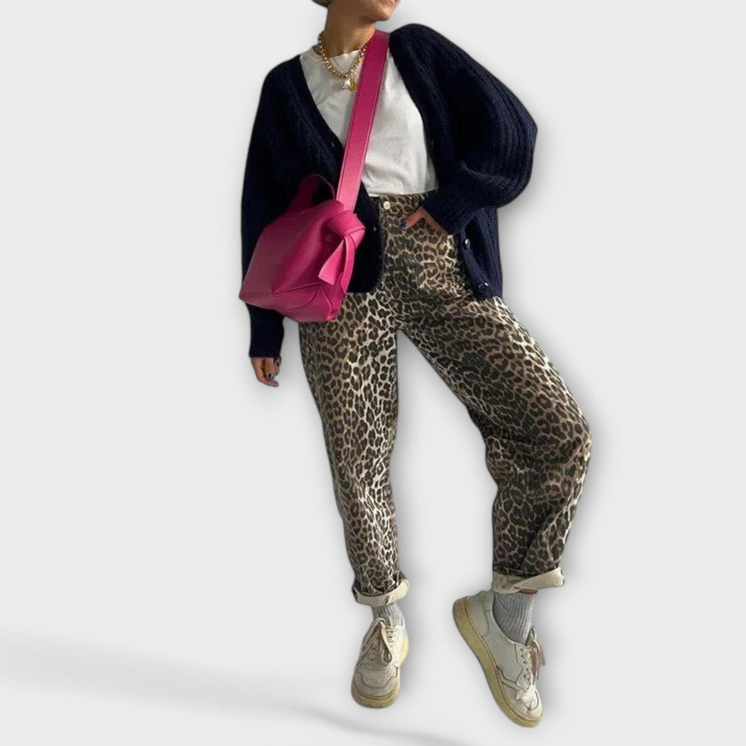 Chandra - Vintage Džíny s Leopardím Designem