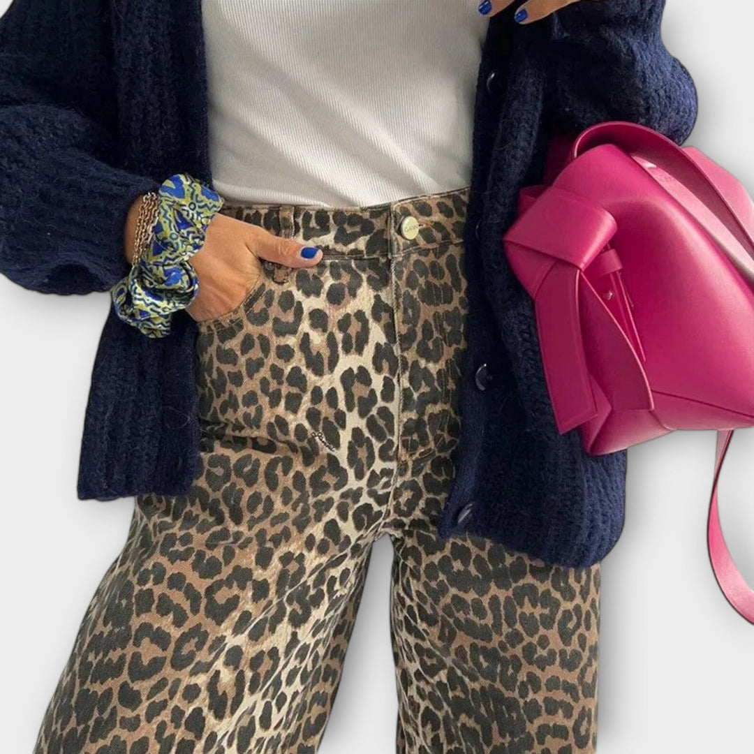 Chandra - Vintage Džíny s Leopardím Designem