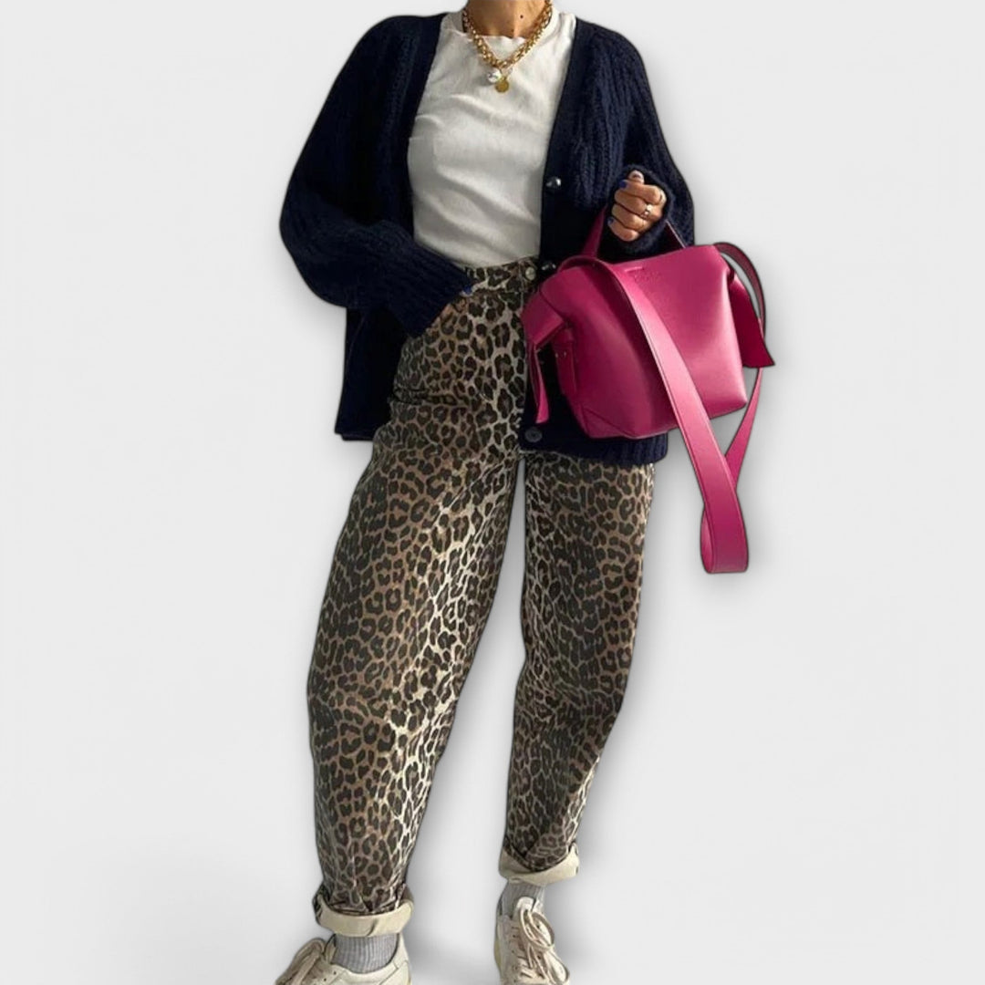 Chandra - Vintage Džíny s Leopardím Designem