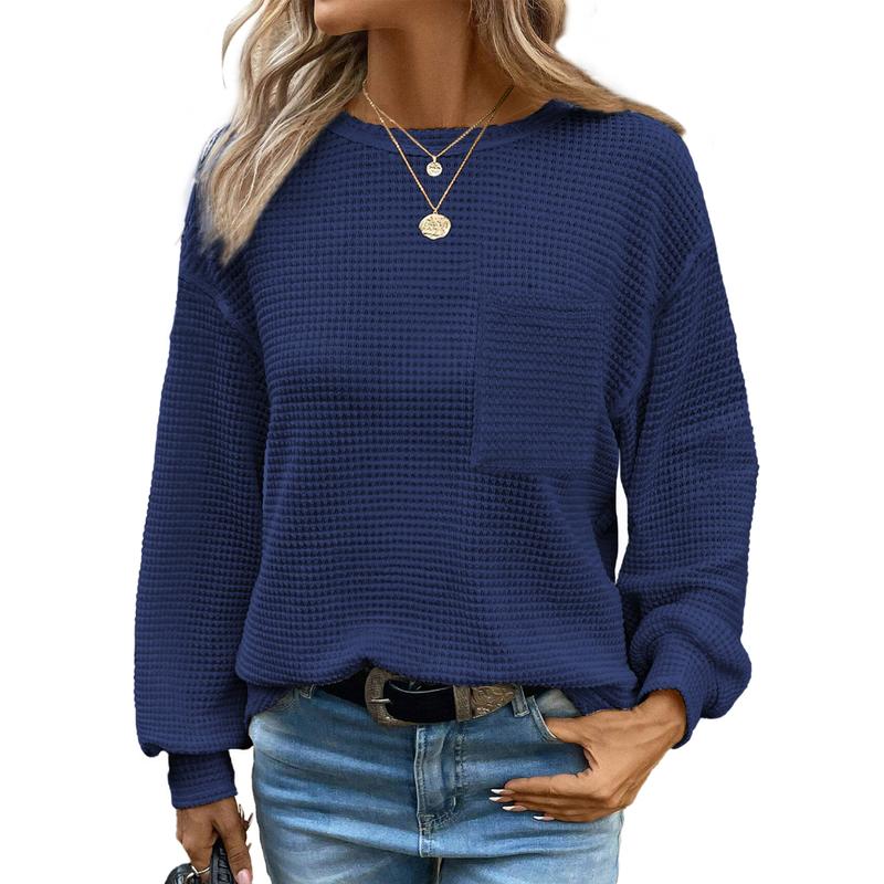 LIORA™ - Pohodlná Oversized Dlouhá Rukáv Halenka s Kulatým Výstřihem