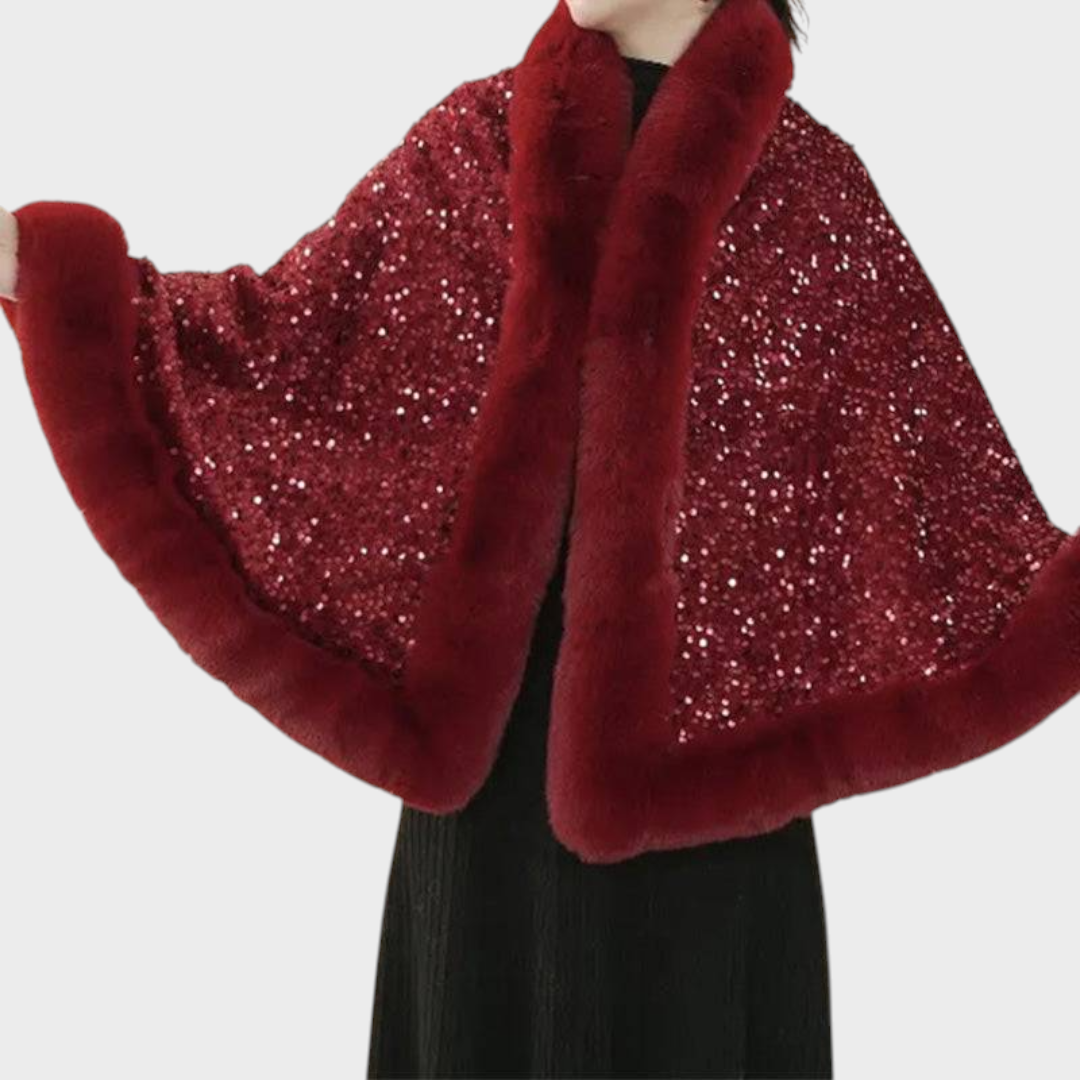 Emmalee | Dámský elegantní šál s perličkami z umělé kožešiny