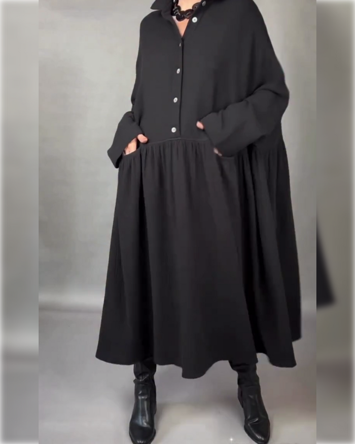 Květinové šaty v velikosti A s knoflíkovým límcem
