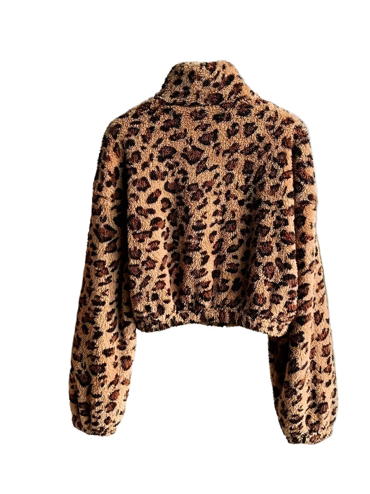 Zaria | Fleecová mikina se zipem a leopardím vzorem