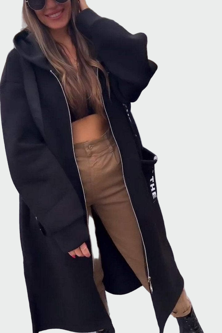Dlouhý kabát s kapucí