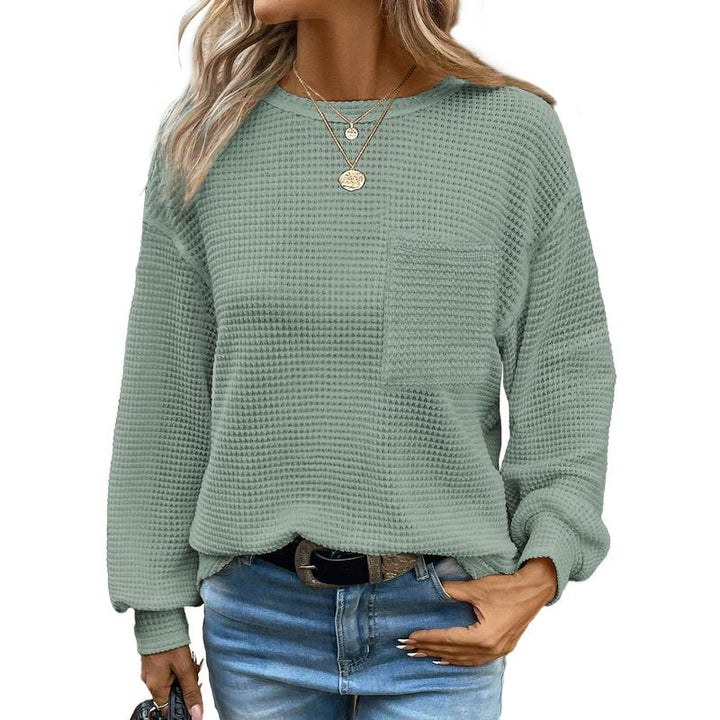 LIORA™ - Pohodlná Oversized Dlouhá Rukáv Halenka s Kulatým Výstřihem
