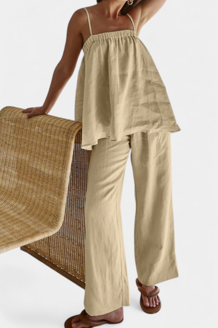 Lía Letní Sada s Halenou a Širokými Kalhotami