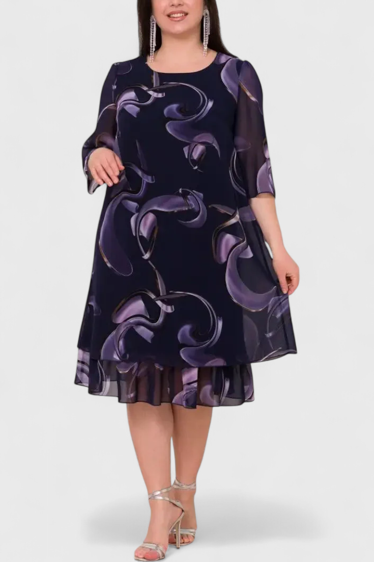 Šifonové šaty s vzorem "Midnight Swirl" a splývavou siluetou