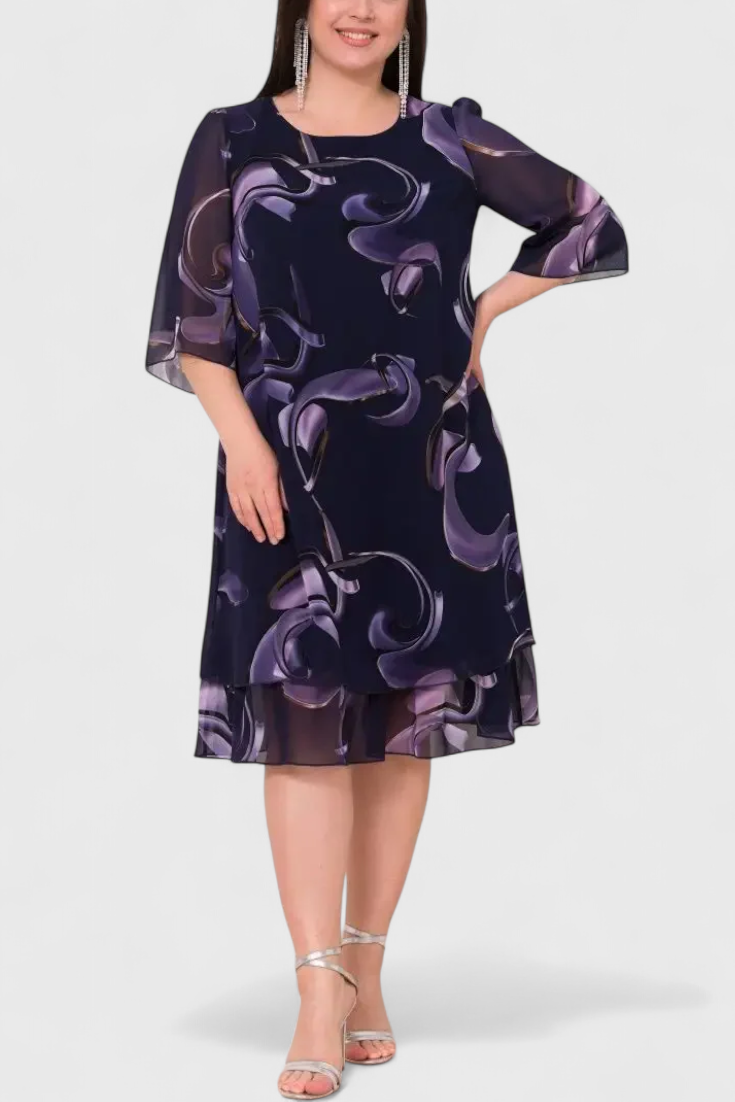 Šifonové šaty s vzorem "Midnight Swirl" a splývavou siluetou