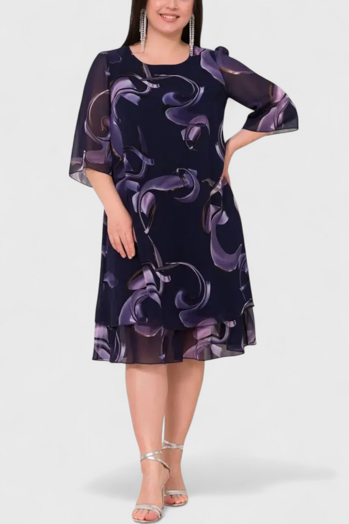 Šifonové šaty s vzorem "Midnight Swirl" a splývavou siluetou