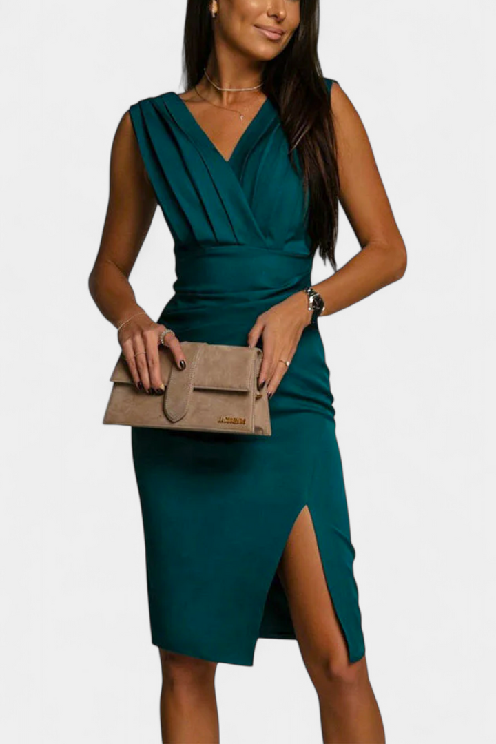 Rosanna | Elegantní Bodycon Šaty s V Výstřihem a Bočním Rozparkem